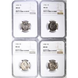 (4) 1950 JEFFERSON NICKELS BETTER DATE