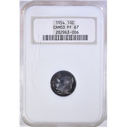 1954 ROOSEVELT DIME NGC PF 67 CAMEO