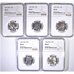(5) 1966 SMS QUARTERS NGC MS-67