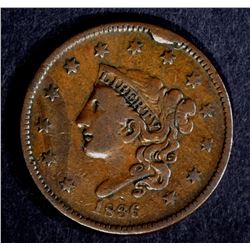 1836 LARGE CENT, VF large rim cud