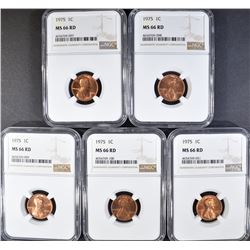 5 - 1975 LINCOLN CENTS NGC MS66RD
