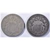 Image 1 : (2) SHIELD NICKELS  1866 WITH RAYS  F/VF &