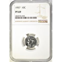 1957 DIME NGC PF 69