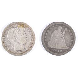 (2) QUARTERS: 1842-O SEATED