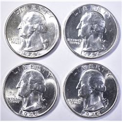 1947-P,D & 48-P,S WASHINGTON QUARTERS GEM BU