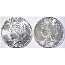 1922-S & 1923-S PEACE DOLLARS  CH BU