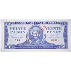 1965 GOLD CONVERTIBLE 20 PESO CUBA SPECIMEN