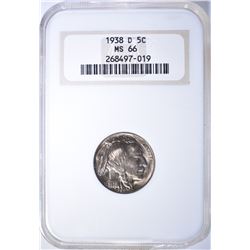 1938-D BUFFALO NICKEL, NGC MS-66