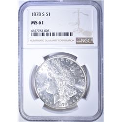 1878-S MORGAN DOLLAR, NGC MS-61