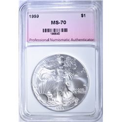 1999 AMERICAN SILVER EAGLE PNA PERFECT GEM BU