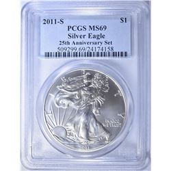 2011-S 25th ANNIV. SET AMERICAN SILVER EAGLE,