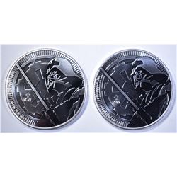 2-2018 NIUE 1oz SILVER DARTH VADER COINS