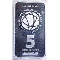 FIVE OUNCE .999 SILVER BAR