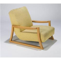 Paul László Lounge chair with blonde wood frame