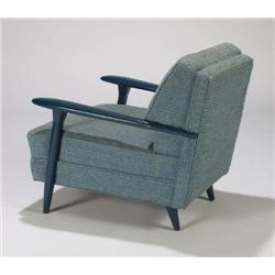 Paul László Blue lounge chair with open arms