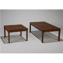 Swedish Bench and stool with checkerboard tops