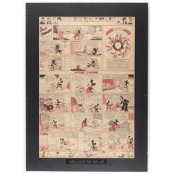 1935 "Silly Symphony" & "Mickey Mouse" 18x25 Custom Matted Original Disney Comic Strip Display