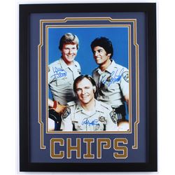 Erik Estrada, Robert Pine & Larry Wilcox Signed "CHiPs" 18x22 Custom Framed Photo Display (JSA COA)