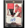 Image 1 : 2012 PANINI #135 JUSTIN FAULK GAME WORN MATERIAL & AUTOGRAPHED HOCKEY CARD