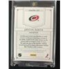 Image 2 : 2012 PANINI #135 JUSTIN FAULK GAME WORN MATERIAL & AUTOGRAPHED HOCKEY CARD