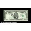 Image 1 : Fr. 1962-J $5 1950A Federal Reserve Note. About New.