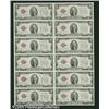 Image 1 : Fr. 1508 $2 1928G Legal Tender Note. Uncut Sheet of 1