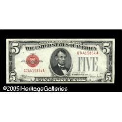 Fr. 1530 $5 1928E Mule Legal Tender Note. Very Fine-E