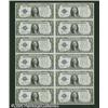 Image 1 : Fr. 1600 $1 1928 Silver Certificate. Uncut Sheet of 1