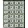 Fr. 1654 $5 1934D Silver Certificate. Uncut Sheet of