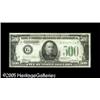 Image 1 : Fr. 2202-G* $500 1934A Federal Reserve Note. Very Fin