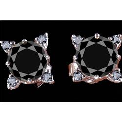 4.30ct Black Moissanite & Diamond Sterling Earrings