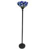 Image 2 : "NATALIE" Tiffany-style 1 Light Iris Torchiere Floor Lamp 14.5" Shade