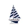 Image 1 : Wooden Blue Striped Pacific Sailer Model Sailboat Decoration 17"
