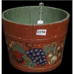 Antique Hand-painted Tole Wooden Orchard Bucket