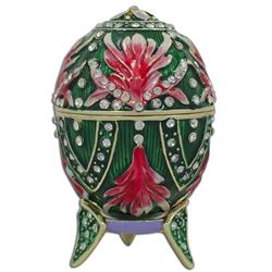 Jeweled Amaryllis Flowers Royal Inspired Russian Egg 3.5 Inches