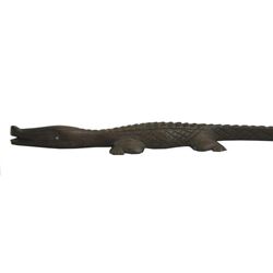 Mid 20thc Congo Hand-carved Ebony Wood Crocodile