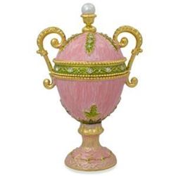 5.5" Amphora Pink Enamel Faberge Inspired Egg Figurine