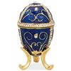 Image 1 : Golden Vines Blue Enamel Jeweled Royal Inspired Russian Egg 3.25 Inches