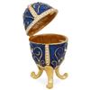 Image 2 : Golden Vines Blue Enamel Jeweled Royal Inspired Russian Egg 3.25 Inches