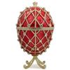 Image 1 : 7" Royal Trellis on Red Enamel Jeweled Faberge Inspired Egg