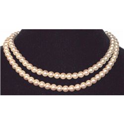 Necklace Pearl White Beige Cream Multi 2 Strand Silver Designer 8mm 17" Japan