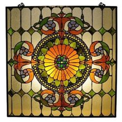 Tiffany-glass Victorian Window Panel 25x25