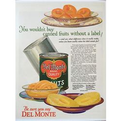 c1920's Del Monte Canned Fruit Advertisement