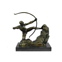 APOLLO Nude Male Archer Bronze Sculpture 12.5" x 14"