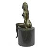 Image 9 : Art Deco Bronze Sculpture of Nude Girl Sitting on Black Marble Base 10.5" x 4"