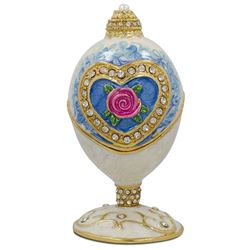 Rose in Crystal Valentine's Heart Russian Royal Inspired Easter Egg 3.25 Inches