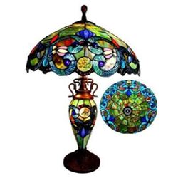 Tiffany-style 3 Light Victorian Double Lit Table Lamp 18" Shade