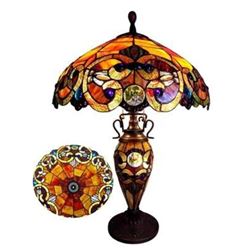Tiffany-style 3 Light Victorian Double Lit Table Lamp 18" Shade
