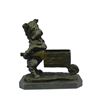 Image 1 : Pug or Bulldog Pushing a Wheelbarrow - Bronze Planter or Dish 12" x 12"