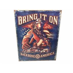 Firefighter Backbone Of America Tin Sign Vintage Garage Bar Decor Old Rustic